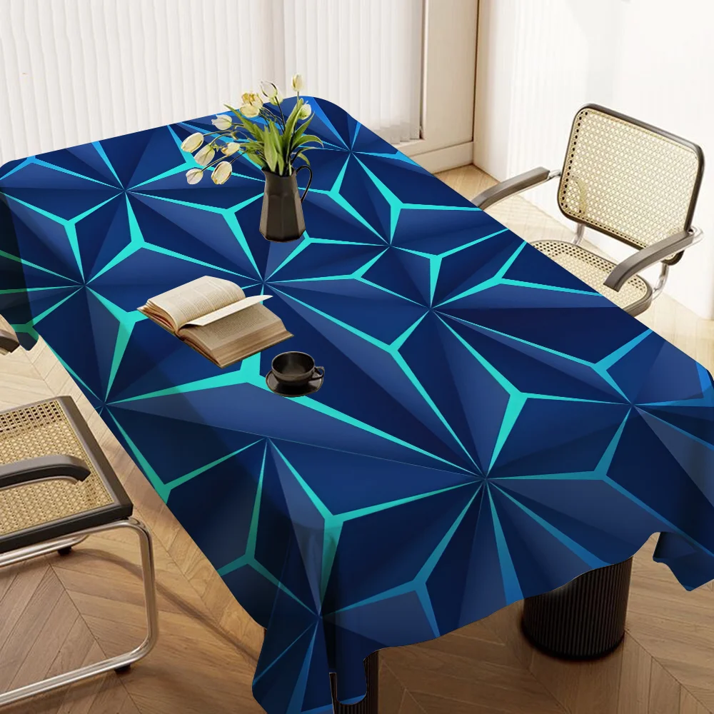 

3D Abstract Mirror Geometric Illusion Pattern Tablecloths Summer Washable Picnic Party Rectangle Table Cover Home Dining Decor