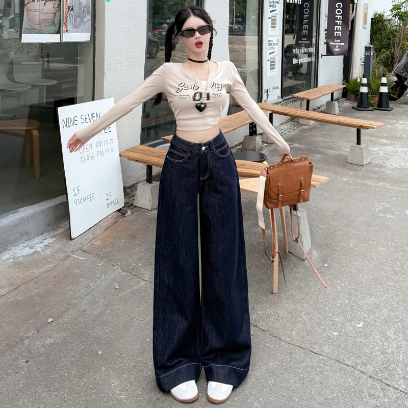 بنطلون جينز مستقيم نسائي صديق للبشرة مريح قابل للتمدد منخفض الارتفاع Bootcut أزرق واسع الساق من قماش الدنيم بنطلون High Street Y2K