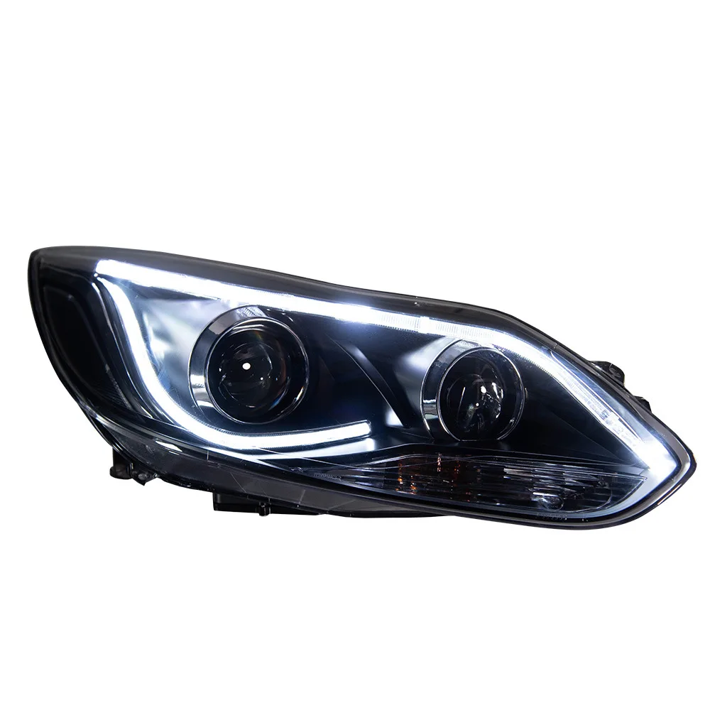 

12-14 For Ford Focus Custom LED Headlight Assembly 3-LED Projector Lens With DRL Signal Modified For Optimal Performance