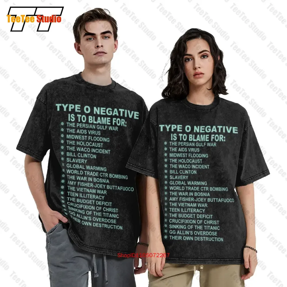 Type O Negative 1993 Bloody Retro Band Black Print Vintage Oversized T-Shirt S 3Xl For Fans BAT2