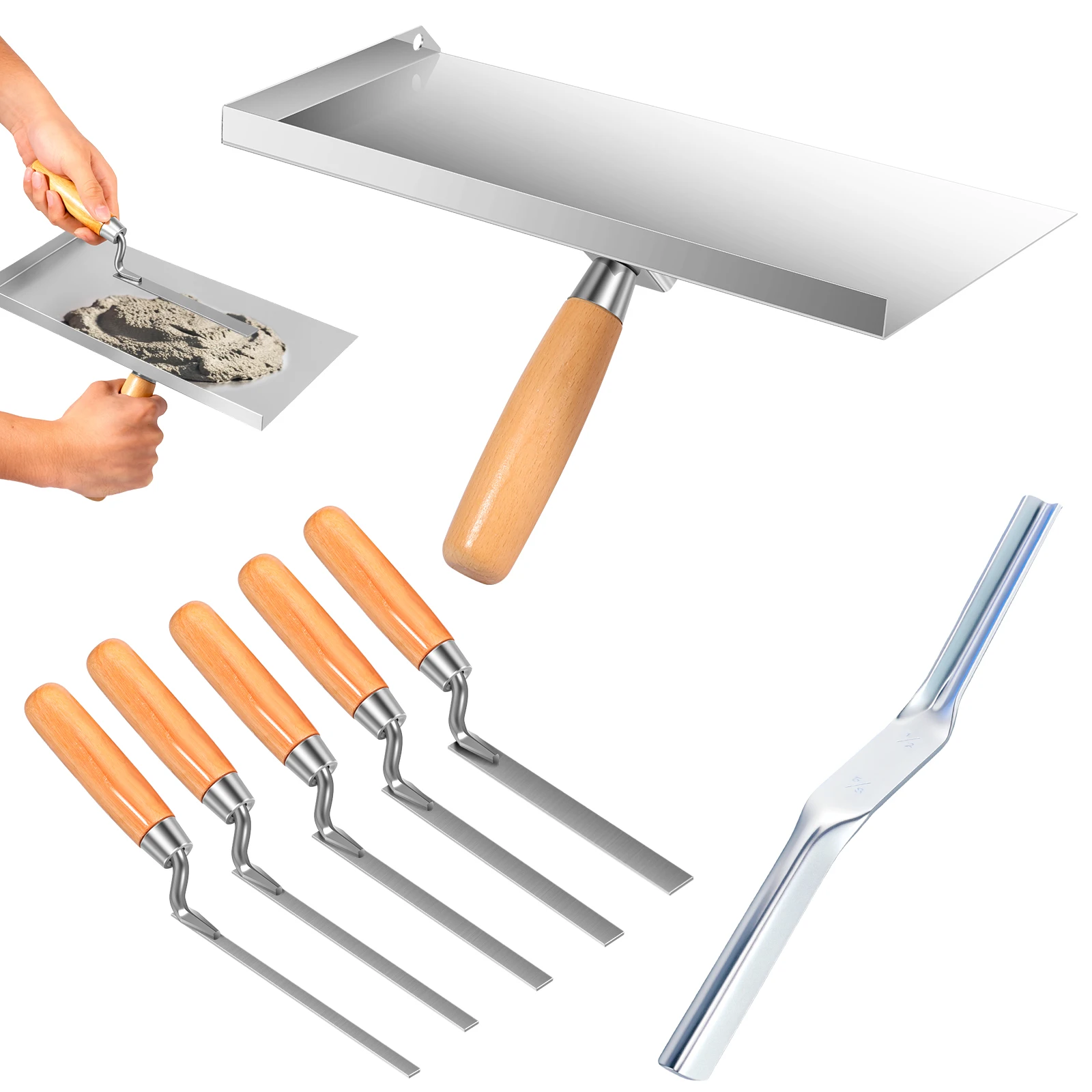 6/7Pcs Tuck Pointer Trowel Ergonomic Brick Jointer Trowel Tools Pointer Trowel Grouting Tool for Masonry Work and Brick Repair