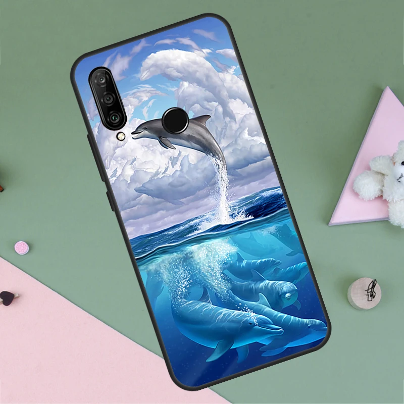 Ocean Dolphin Case For Huawei Mate 60 Pro P60 P40 P30 Lite Nova 5T 3i 8i 11i Nova 9 10 SE Y60 Y61 Y70 Y90