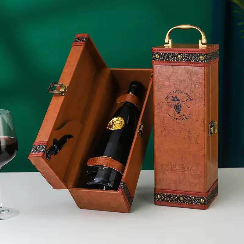 High-grade Red Wine Holder Gift Packing Box Single Bottle with Cocktail Set Wine Set Best Gift Christmas Decor Wooden Wine Box