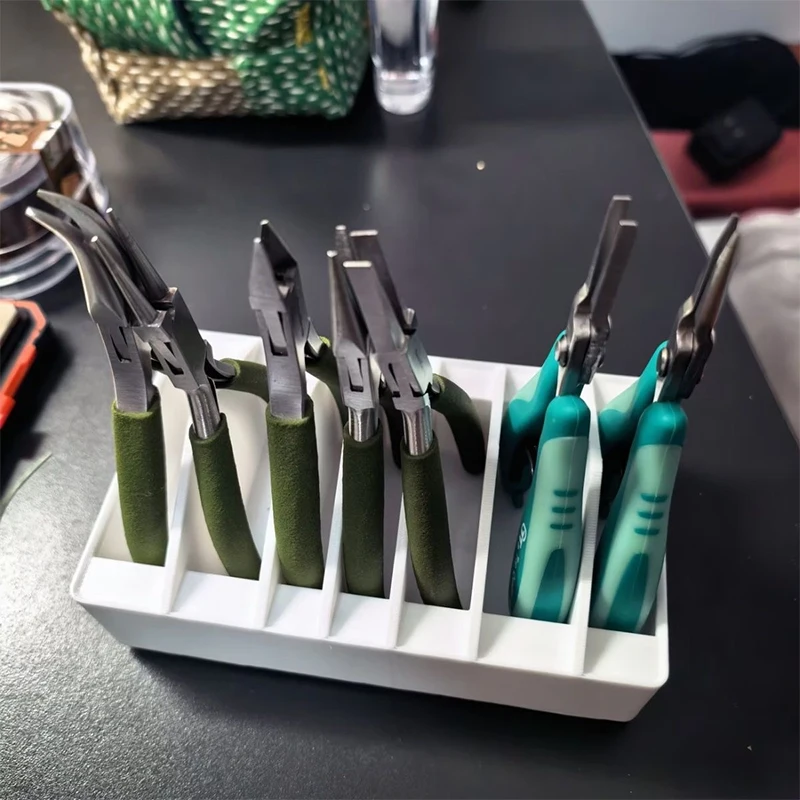 7 Slots Hand Tool Holder Pliers Organizer Rack for Workbench Garage Drawer Anti-slip Desktop Tool Stand Small Tools Storage