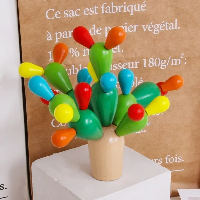 Jouet de construction pour enfants, bloc en bois, Cactus Montessori, jouet de sagesse, assemblage multifonctionnel, jouet cadeau pour garçon et fille