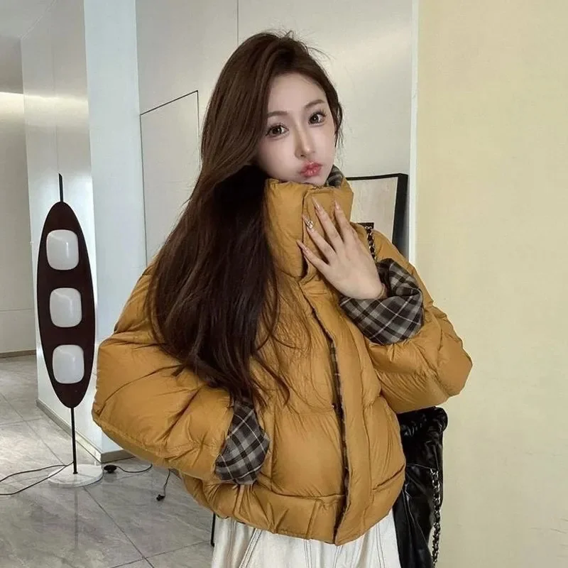 2025年ニューファッション韓国女性パーカーショートルーズワイルドウィンタージャケットカジュアルダウンコットンコート女性用暖かいブレッドサービスアウター