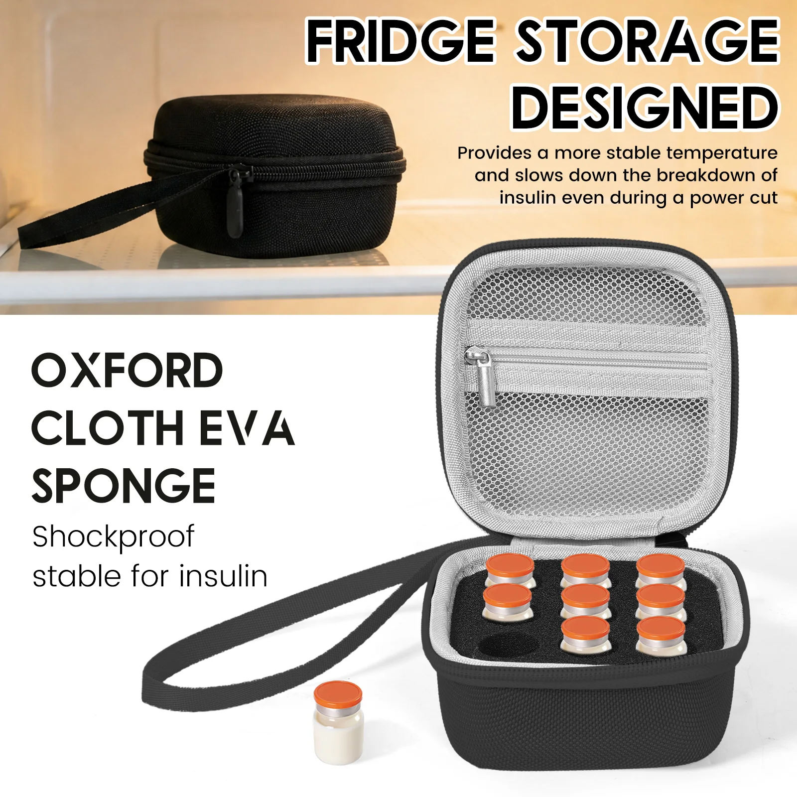 9/10 Slot Insulin Vial Carrying Case Peptide Vial Travel Box Vials Hard Shell Storage Bag for 3/5/10ml Vial Diabetic Supply view 2