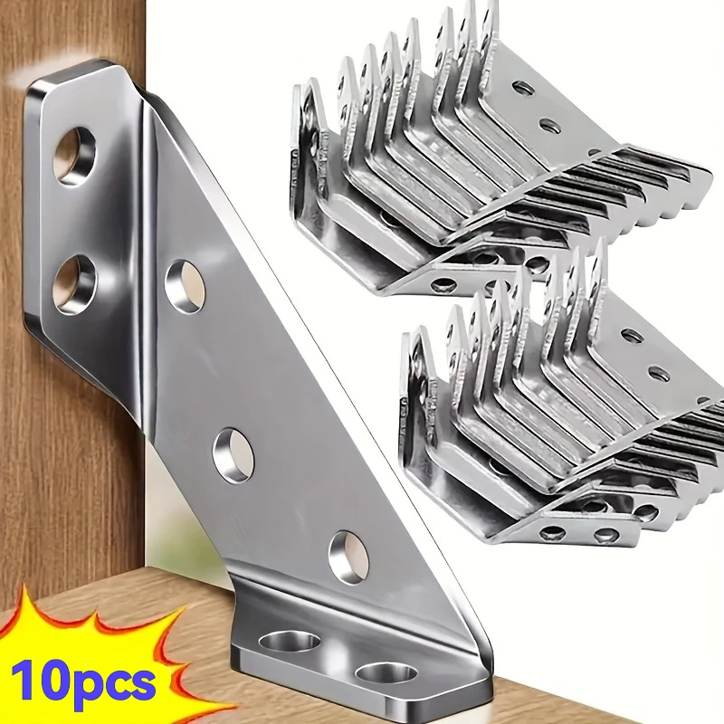 10 Pack Heavy Duty Stainless Steel Corner Brace-90 ° Right Angle Support,Suitable for Cabinets and Furniture,Industrial Hardware