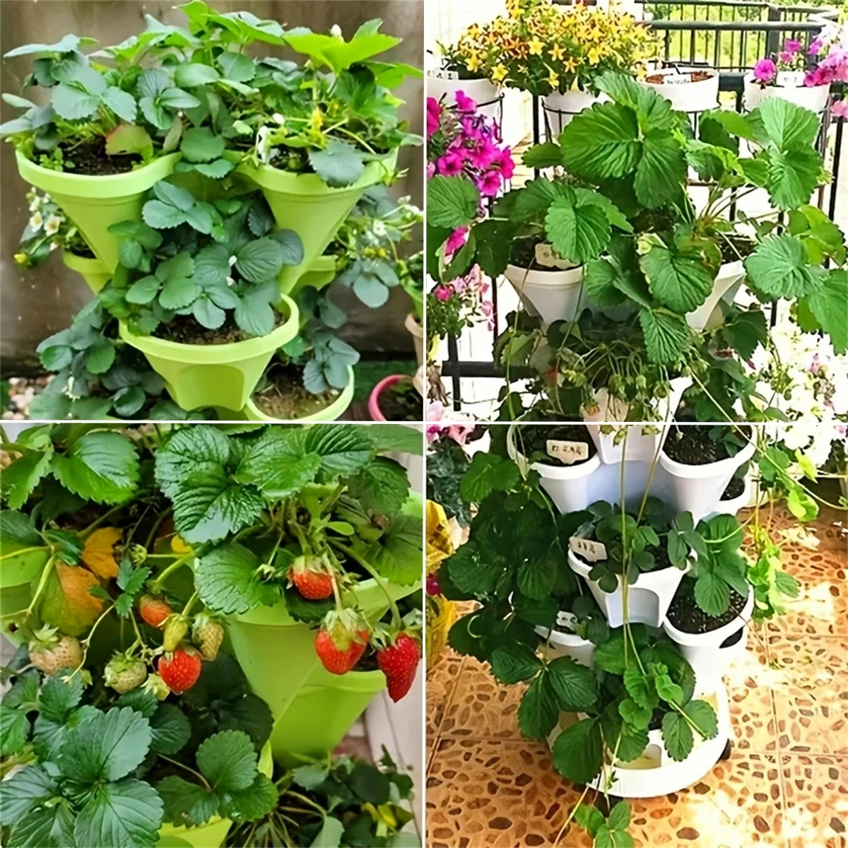 3-Dimensional Stackable Flower Pot Movable 3-Petal 4-Petal Planting Container Vegetable Plants Vertical Growing Pot Multi-Colors