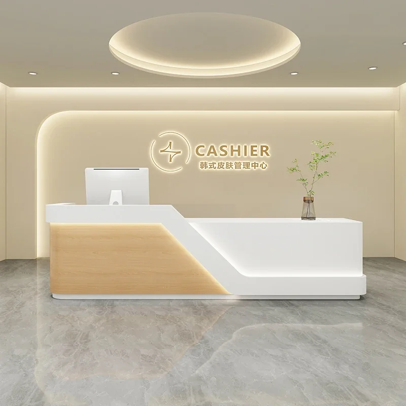 For Unique Reception Counter Customer Center Receptionist Front Desk Salon Beauty Storage Organizers Mostrador Trendy Furniture