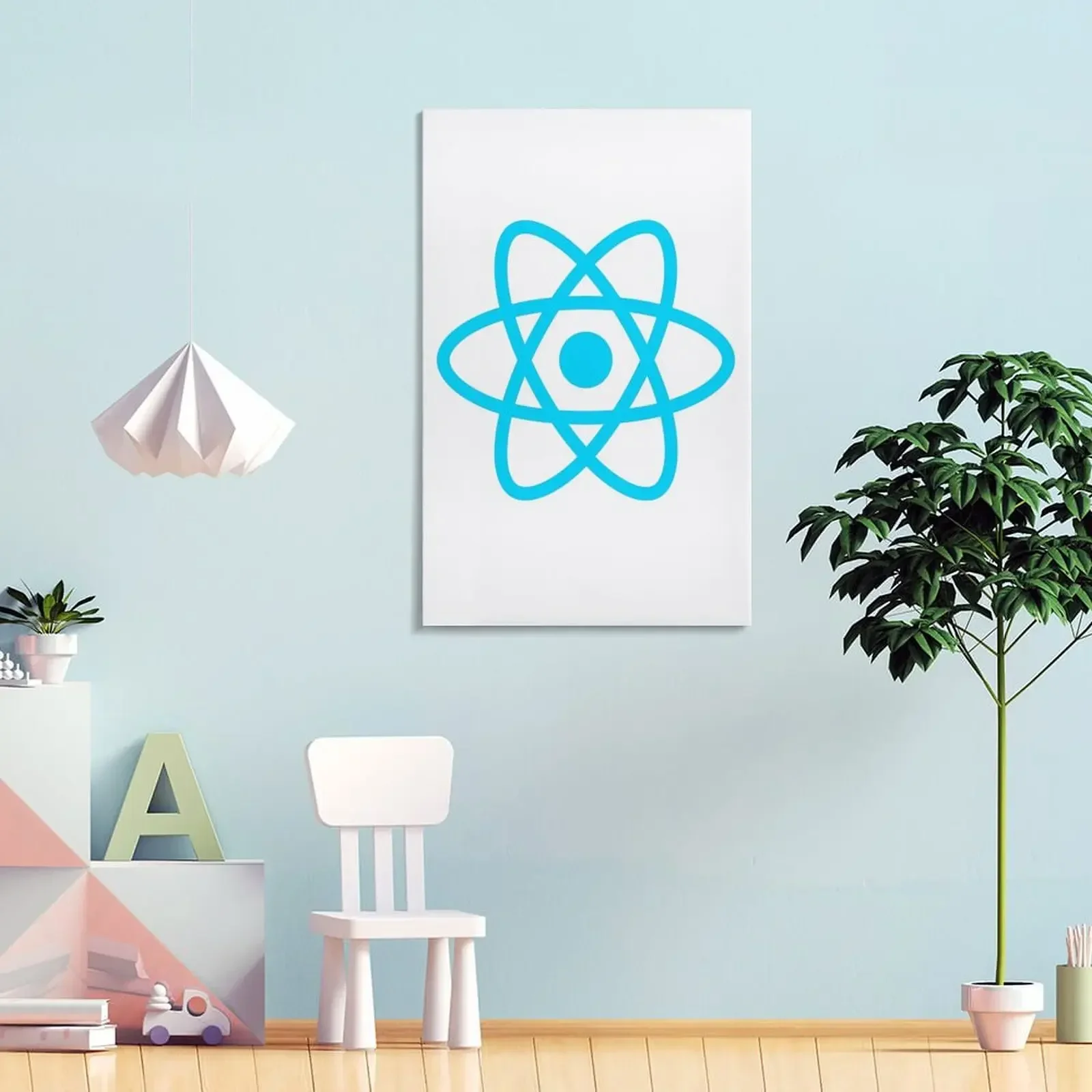 React JS ReactJS JavaScript Programmer قماش اللوحة الفنية الديكور لغرفة النوم إكسسوارات ديكور المنزل