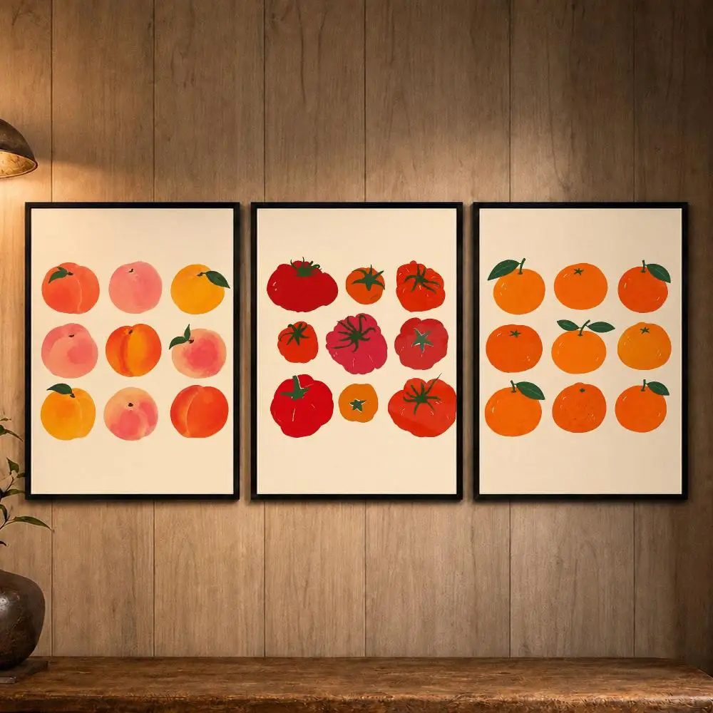 Velvet Brand F-Fruit & VegetableS Poster Self-adhesive Art Poster Decoracion Painting Wall Art White Kraft Paper Home Decor