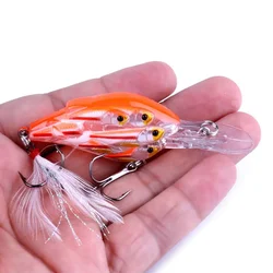 2 uds grupo de señuelos pesca pluma gancho manivela cebo 9G señuelo flotante cebo de pesca simulación plástico duro cebo suministros de pesca