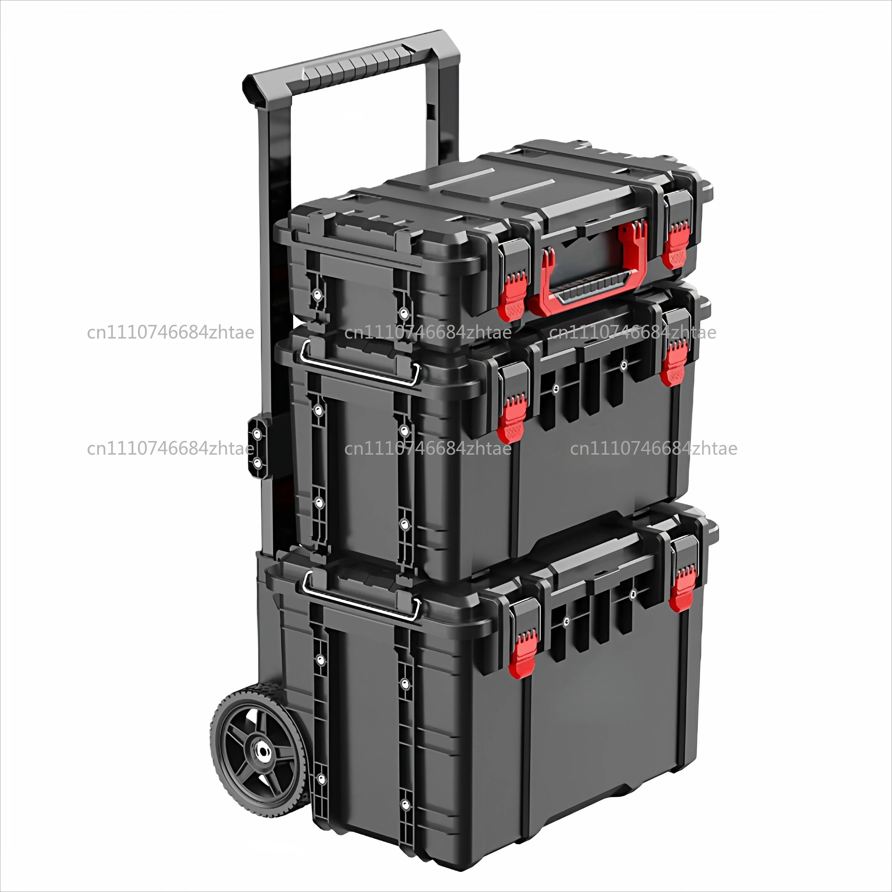 Stackable Pull Rod Toolbox Heavy Duty Waterproof Tool Case Multifunction Removable Hardware Storage Box Tools Case with Wheels
