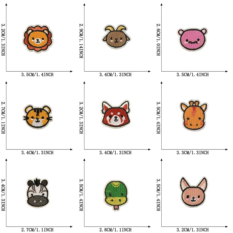 12 Stück Tier-Aufnäher zum Aufnähen auf Kleidung, niedliche, aufbügelbare Anime-Patches, selbstklebende Jacken-Aufnäher für Kinder, kleine thermische DIY-Aufkleber – Detail 2