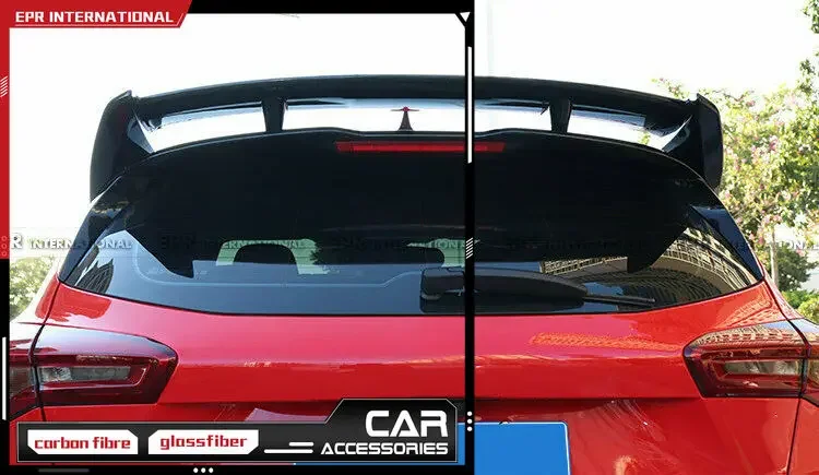 For Ford 19-20 Focus Mark 4 RS Type Carbon Fiber + FRP Unpainted Rear Roof Window Spoiler Wing Lip Trim Diffuser Bodykits