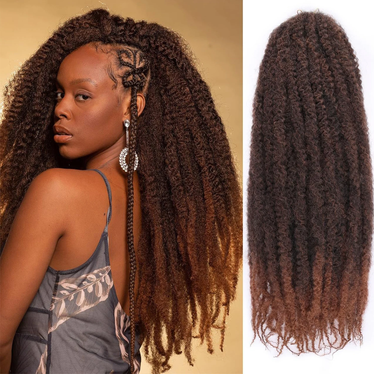 Marley Twist Braiding Hair 18/24 Inch Marley Twist Hair Long Cuban Twist Hair Afro Kinky Curly Twist Crochet Hair Synthetic