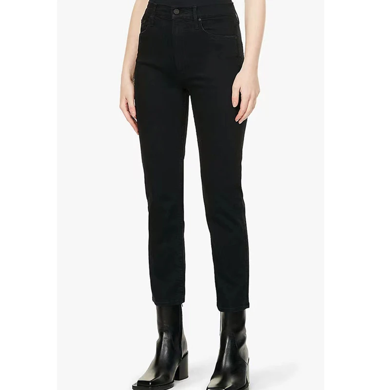 

Maxdutti Minimalis Ankle Length Jeans Women's Jeans Woman Clothes Women's Denim Pants Black Straight Leg Cropped Jeans Women