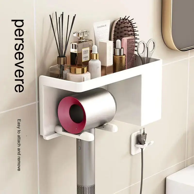 

Hair dryer shelf without drilling, bathroom storage, hair dryer holder, bathroom rack wall hanging，rangement salle de bain