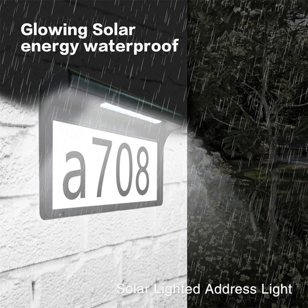 Solar House Number Light Outdoor Waterproof LED Address Sign Light Wireless Sunpower Garden Door Decorative Plaque Wall Light