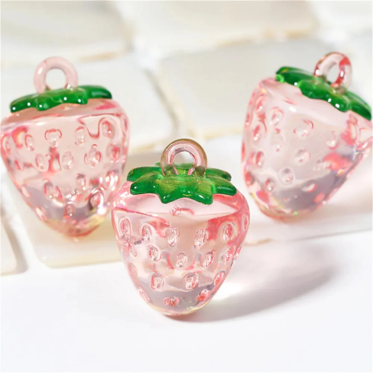 CH57 5Pcs Acrylic Strawberry Beads Beautiful Multicolor Beads Handmade Diy Necklace Bracelet Jewelry Handmade Beads Accessories