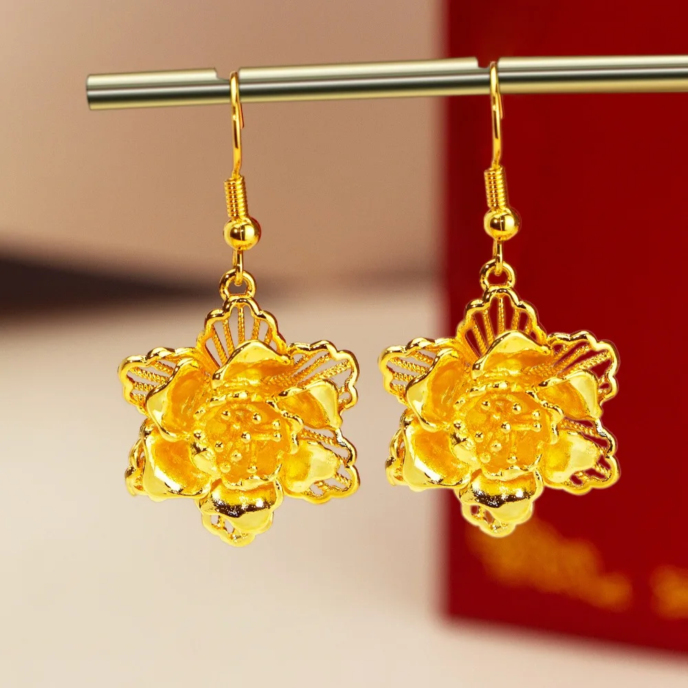 Hollowed-out flower earrings - sweet and sophisticated ear accessories 9999gold