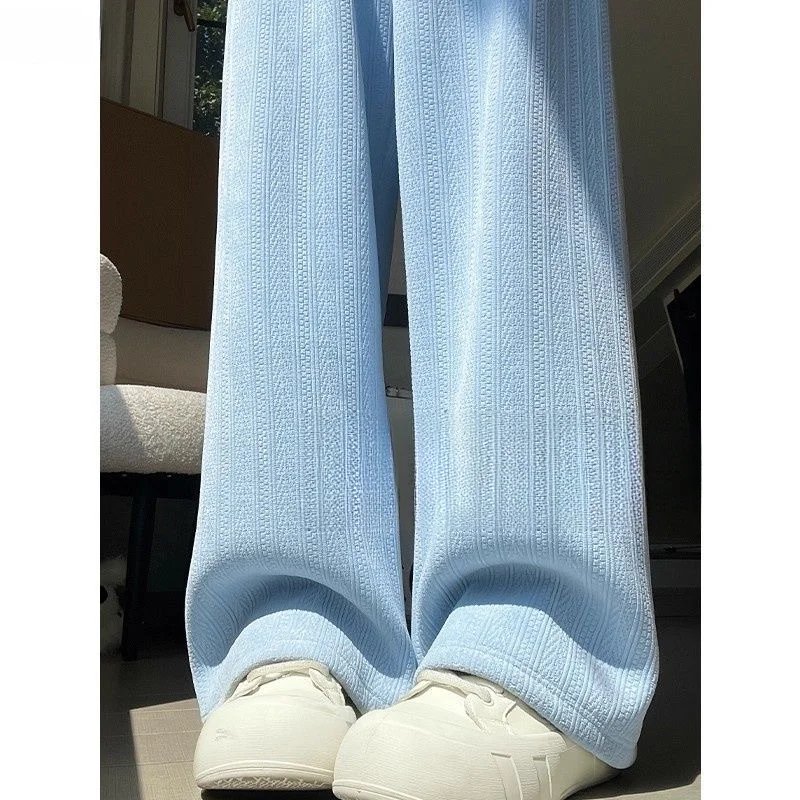 بنطال ذو قصة أرجل واسعة امرأة عادية المرأة الخريف محبوك عمودي مضلع Trackpants الحد الأدنى الكبار استرخاء الراحة الحضرية مصممة Ins #5