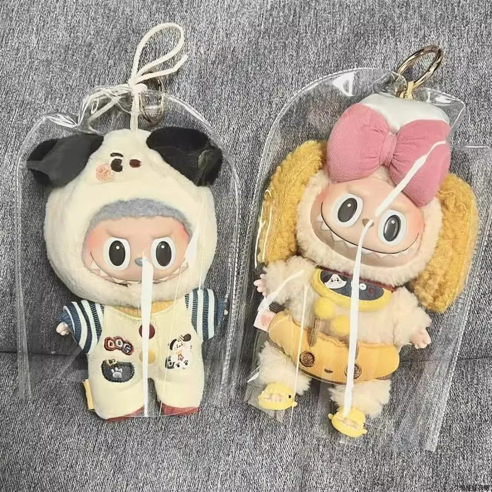 PVC Waterproof Raincoat for 17cm Labubu Dolls Accessories Protective Transparent Cover Anti Dust Labubu Accessories For doll