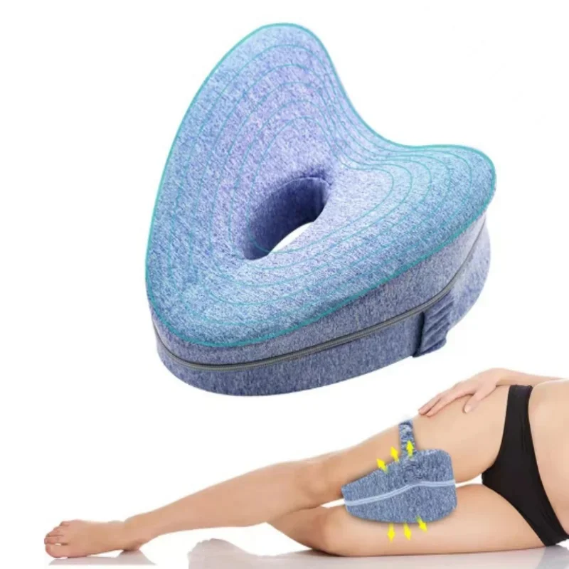 Heart Shaped Memory Foam Knee Pillow for Side Sleepers, Orthopedic Leg Positioner Pillow Relieves Hip Back Pain, Washable Cover