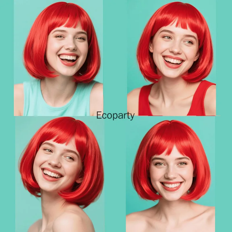 هالوين حزب الدعامة الملونة قصيرة مستقيم بوبو شعر مستعار اصطناعي للنساء الجدة الأزياء الانفجارات مستقيم بوب شعر مستعار هدية النظارات الشمسية