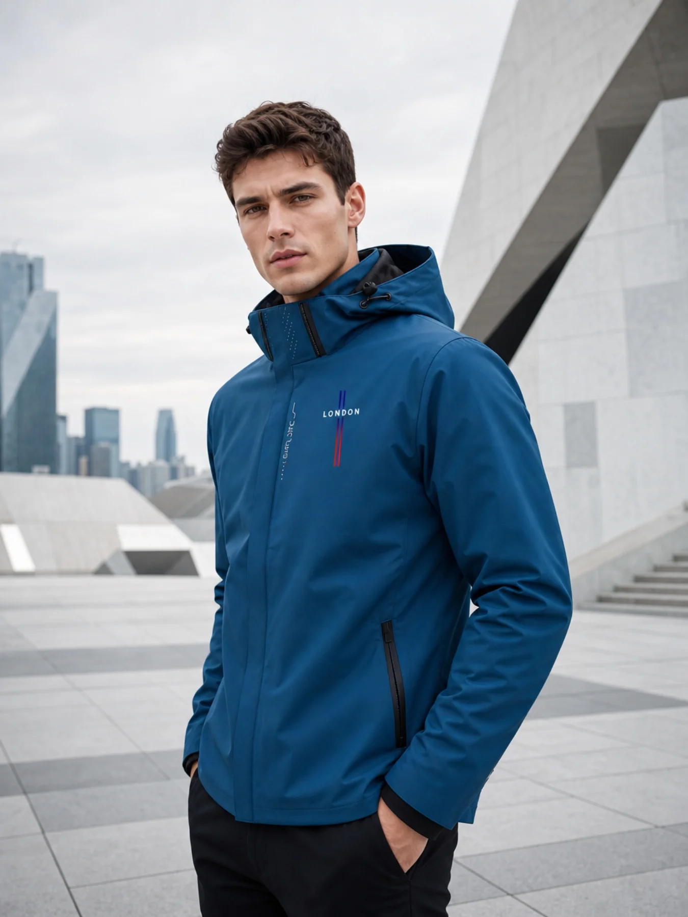 Spring Outdoors Zipper Jacket - London Print - Fashionable Casual Mountaineering and Adventure Coat - Windproof Men's Outfit