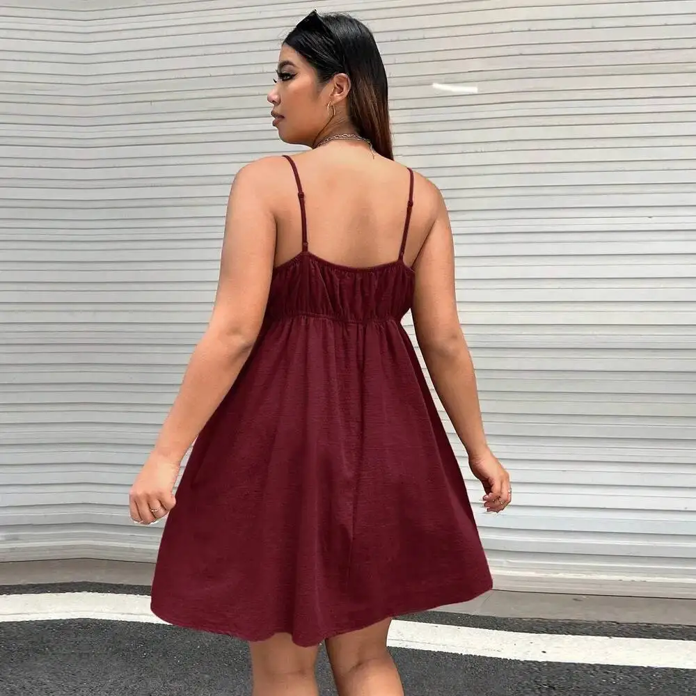 

Летнее повседневное мини-платье-комбинация без рукавов с завышенной талией для женщин больших размеров, коллекция 2025 года, в стиле Y2K, для вечеринок, элегантное, повседневное