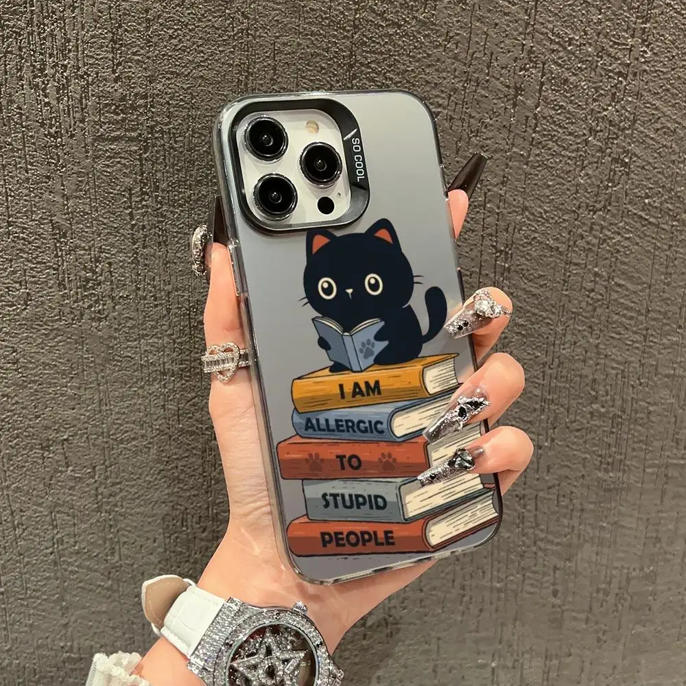 

Creative Cat Reading Mobile Phone Case for iPhone 16 17 15 14 13 12 11 Pro/ Max/Plus Anti-fall and Shock Protection Back Cover