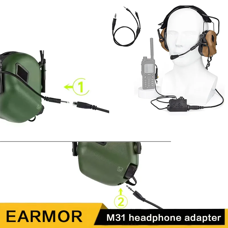 EARMOR M31 Earphone Adapter, Shooting Earcup Adapter, Tactical Earphone Accessories