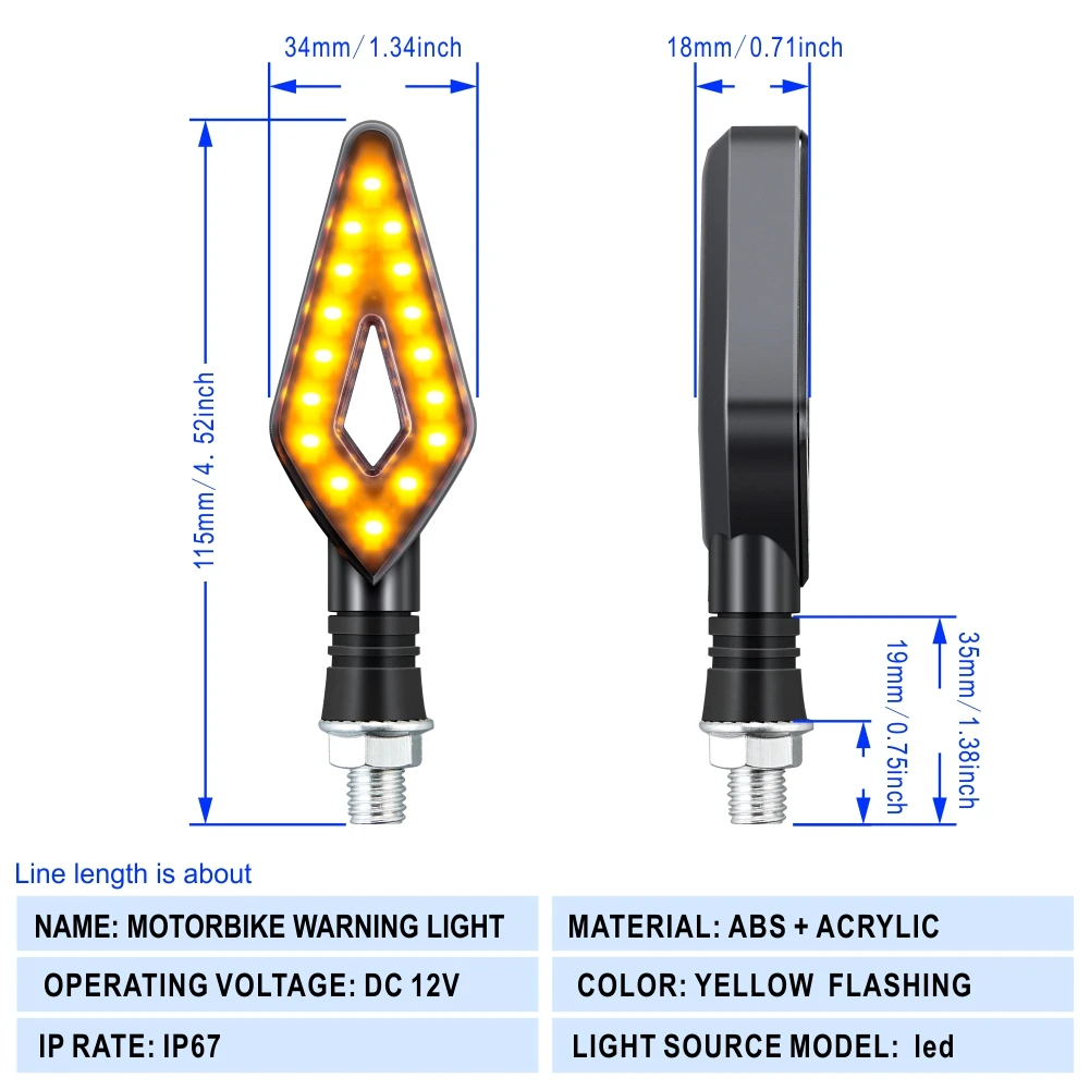Clignotant LED universel pour moto, étanche IP68, clignotant ambre, clignotant, feux arrière, accessoires de lampe, 12V