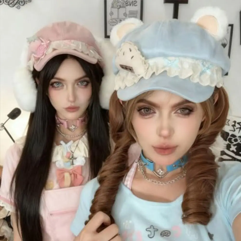 New 3D Cat Ears Beret Hat Lightweight Y2K Style Newsboy Cap Clothes Accessories Cake Cat Ears Cap Party Wear