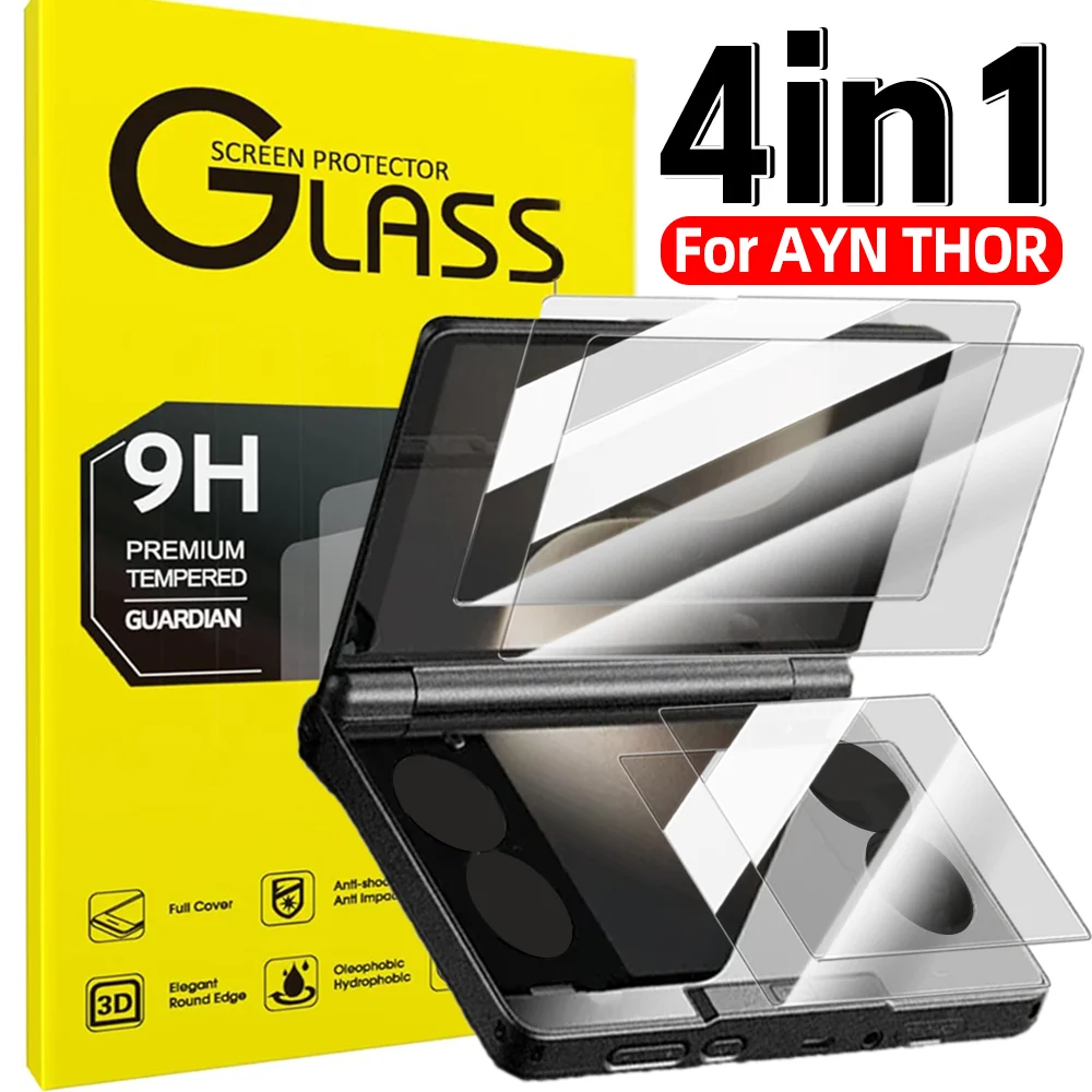 4IN1 for AYN THOR HD Clear Tempered Glass Screen Protectors Anti-scratch Protective Films Game Console Handheld Glass Protectors