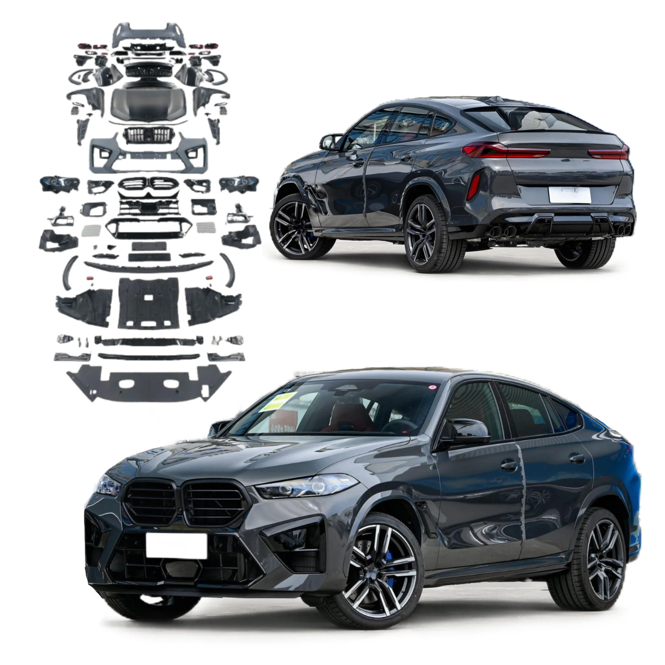 Bodykit for BMW X6 E71 2008 2014 Upgrade to G06 LCI 2023+ X6M Auto Part Accessories with Bumpers Led Headlights Fender