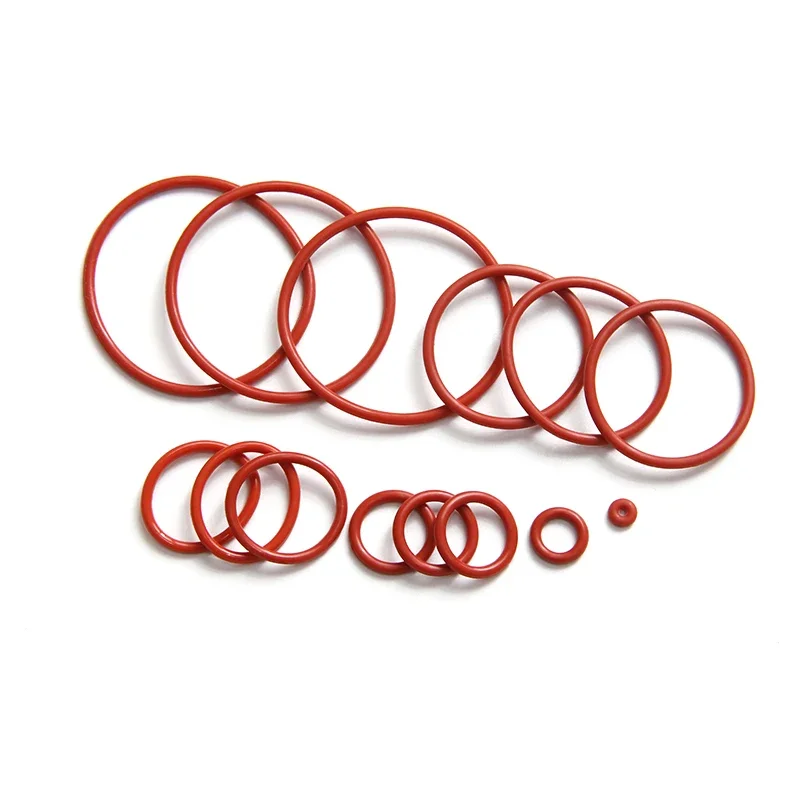 10/50pcs VMQ O Rings Rubber Gasket CS 2mm OD 5 ~ 100mm Red Food Grade Waterproof Washer Round O Shape Silicon Ring Rubber