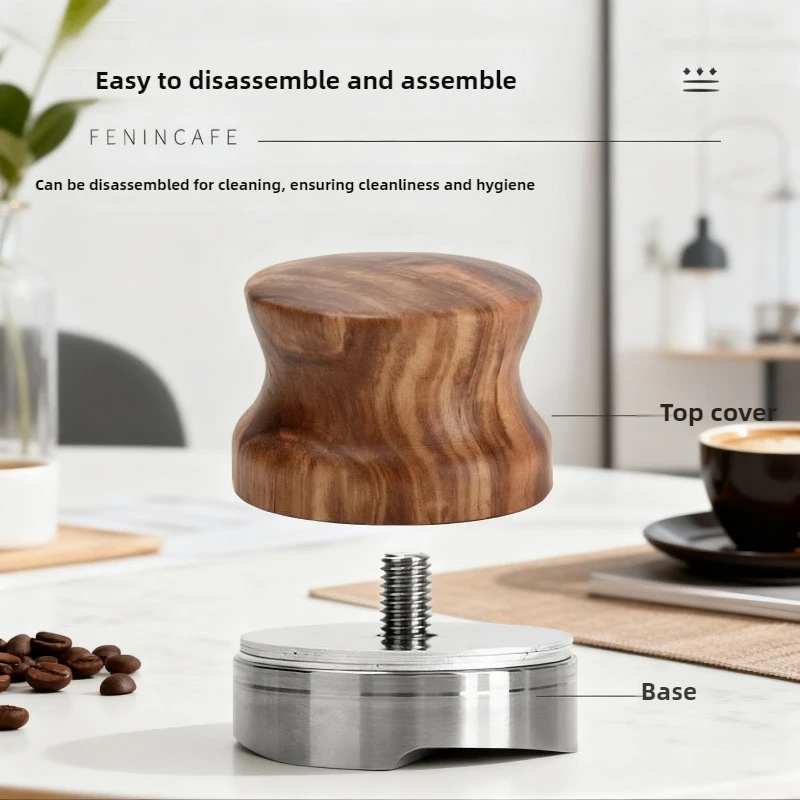 58 مللي متر 51 مللي متر سدادة قهوة مستوي 2 في 1 ، الجوز مقبض خشبي موزع الاسبريسو عفريت شاشة مجموعة أدوات باريستا المهنية