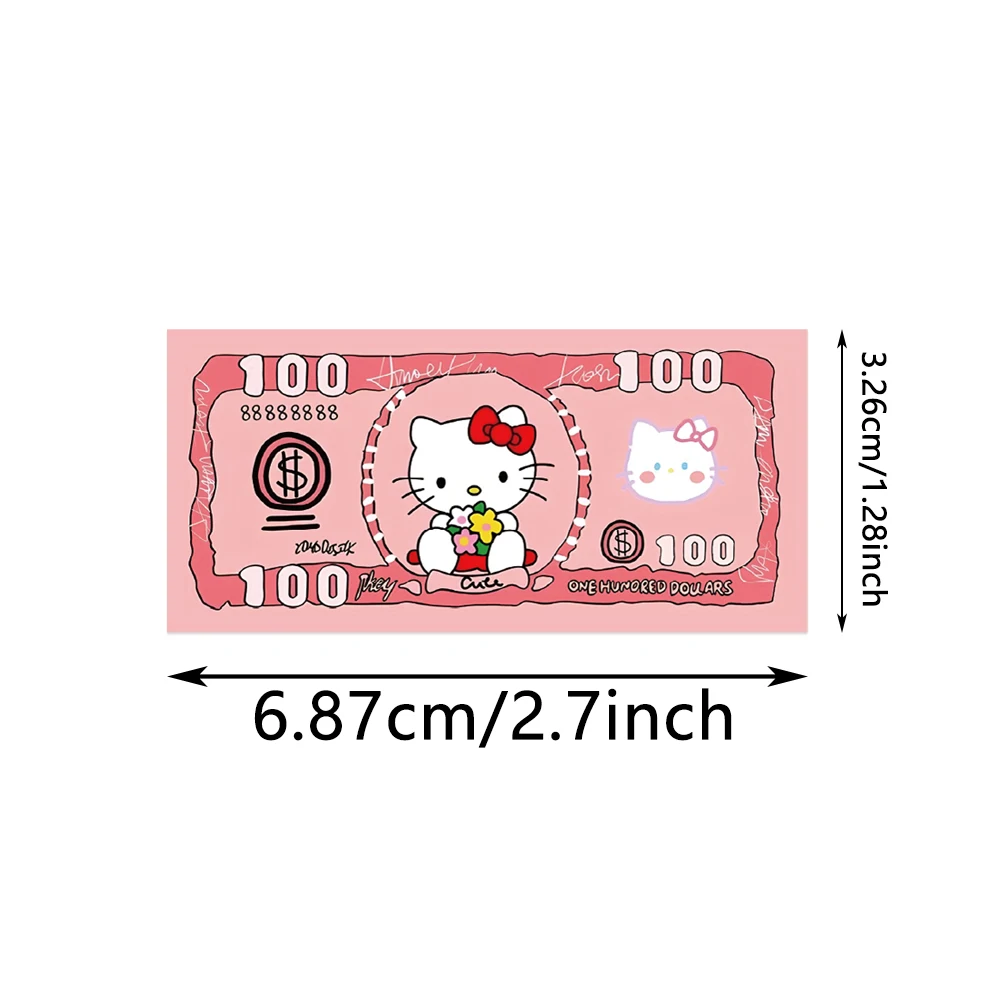 50pcs Funny Paper Money Sanrio Stickers Cartoon Money Dollar Decals DIY Phone Notebook Suitcase Cup Waterproof Graffiti Toys﻿