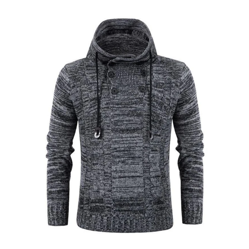 2022 Fashion New Men's Hooded Casual Sweater Autumn Winter Personality Trendy Mature Stripe Knitted Pullover Tough Guy Coat