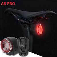 A74K-Wireless Control Remote Call Bike Finder Horn Bell A8 Pro Bicycle Rear Lamp With Brake Lights Burglary Alarm