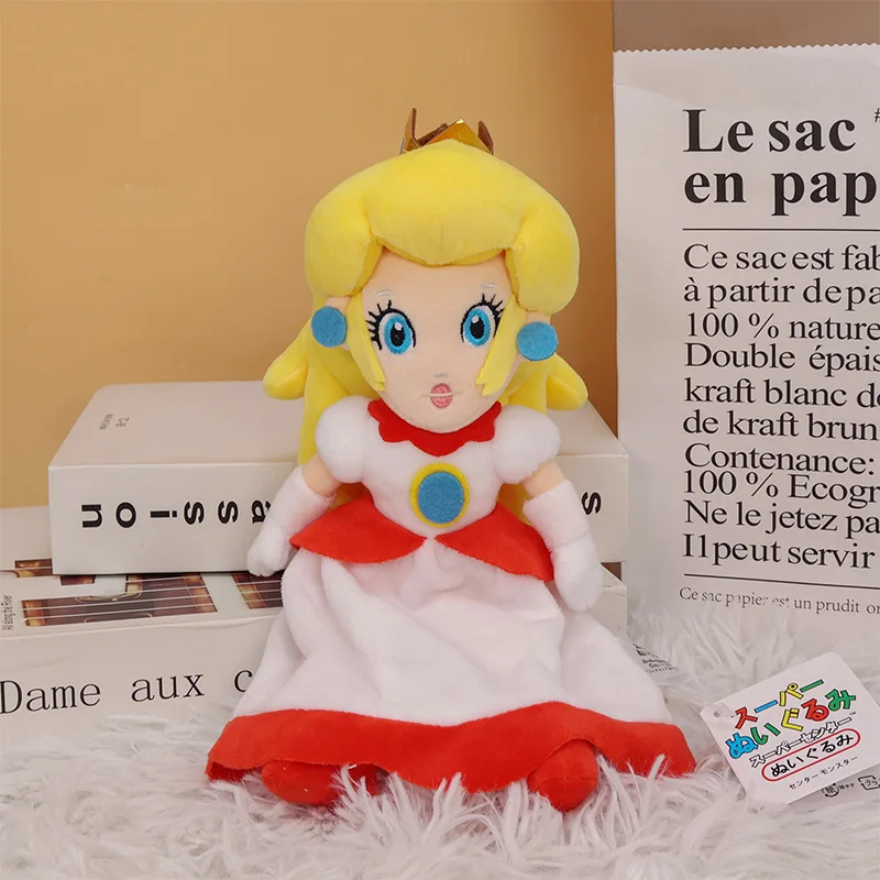 Game Princess Fire Peach Plush Stuffed Dolls Donkey Figurine Plushie Doll Kids Toys Gift