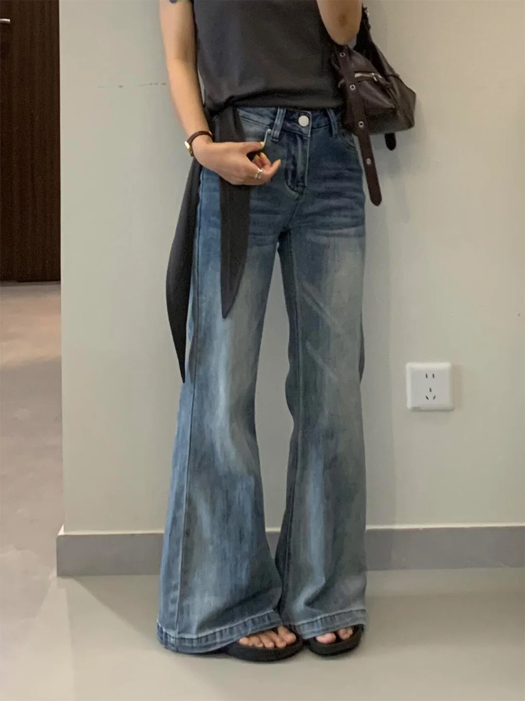 

Washed Blue Skinny Jeans High Waist Denim Pants Retro American Style Summer New Arrival for Young Women Casual Wear