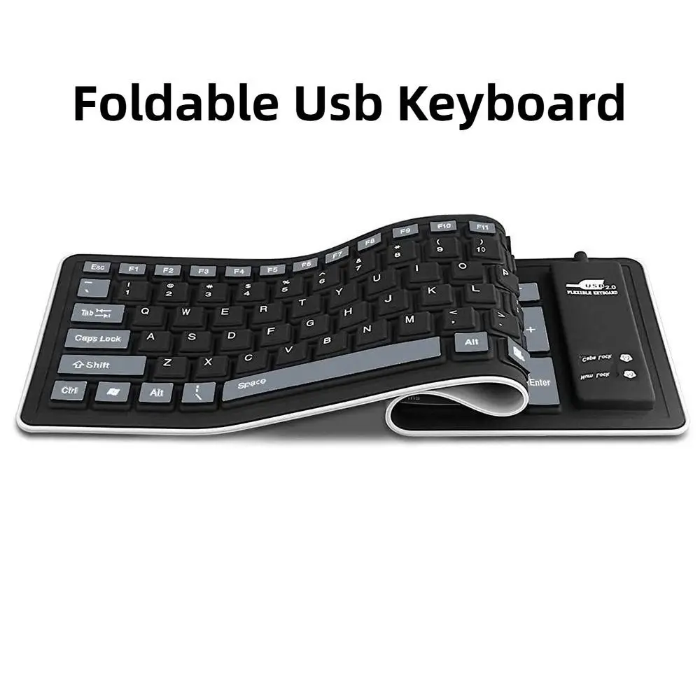 Industrial Design Soft Silicone Flexible Keyboard 103 Keys Waterproof USB Keyboard Portable Foldable Wired Keyboard PC/Laptop