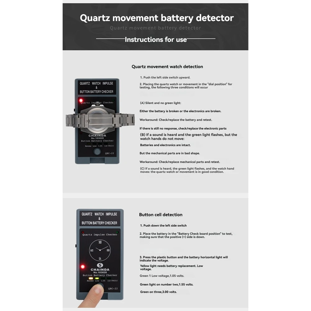 JHD クォーツムーブメント時計テスター Forbutton バッテリーテスタークォーツ時計ムーブメントインパルス検出器時計屋修理供給ツール