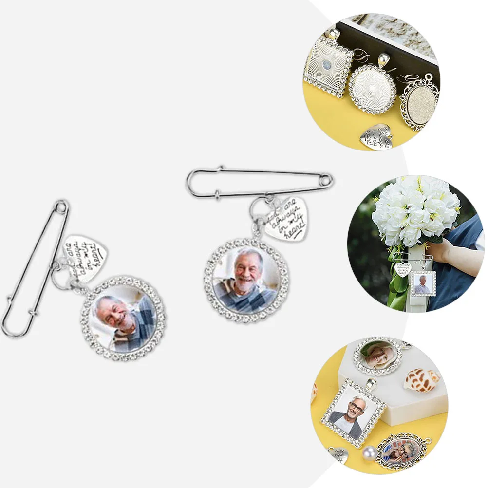 

1Set Bouquet Photo Charm Pin DIY Kit Alloy Wedding Graduation Tassel Memorial Craft Jewelry Accessories Brooch