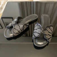 Shiny Faux Pearl Detail Flat Sandals Women Summer Fashion Open Toe Outside Beach Shoes Woman Casual Comfortable Flats Slippers - Image 4