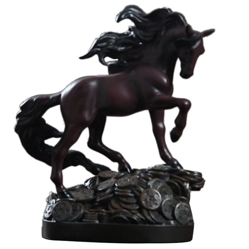 

Black Horse Statuette Crafts Ornaments Horse Animal Statue Office Desktop Decor Nordic Home Decoration Resin Figurines